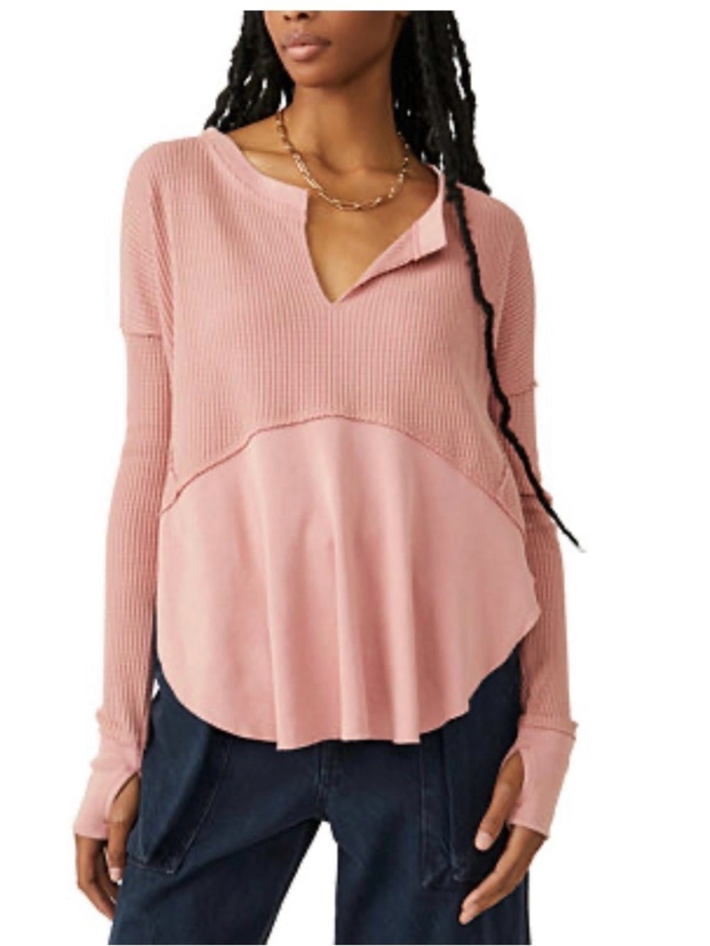Free People Monterey Waffle Knit Top, XL